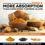 Turmeric Curcumin Supplement - 2400mg Organic Turmeric Per Serving - 95% Curcuminoids & BioPerine Black Pepper Extract for Best Absorption - Natural Vegan Joint Support, Bottled in USA - 120 Capsules