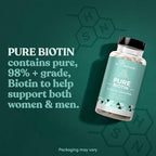 Biotin 5000 mcg Hair Skin Nails Supplement – High-Potency Hair Growth Vitamins for Women & Men – Provide Powerful Support for Healthy Hair, Stronger Nails and Glowing Skin – 120 Vegan Soft Capsules