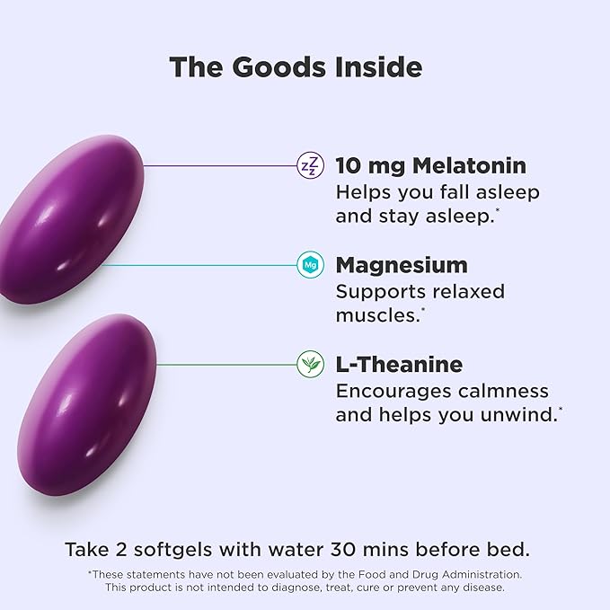 OLLY Ultra Strength Sleep Softgels, 10mg Melatonin, L-Theanine, Chamomile, Magnesium, Lemon Balm, Supports Deep Restful Sleep, Nighttime Sleep Aid, Non Habit-Forming - 60 Count (Pack of 2)