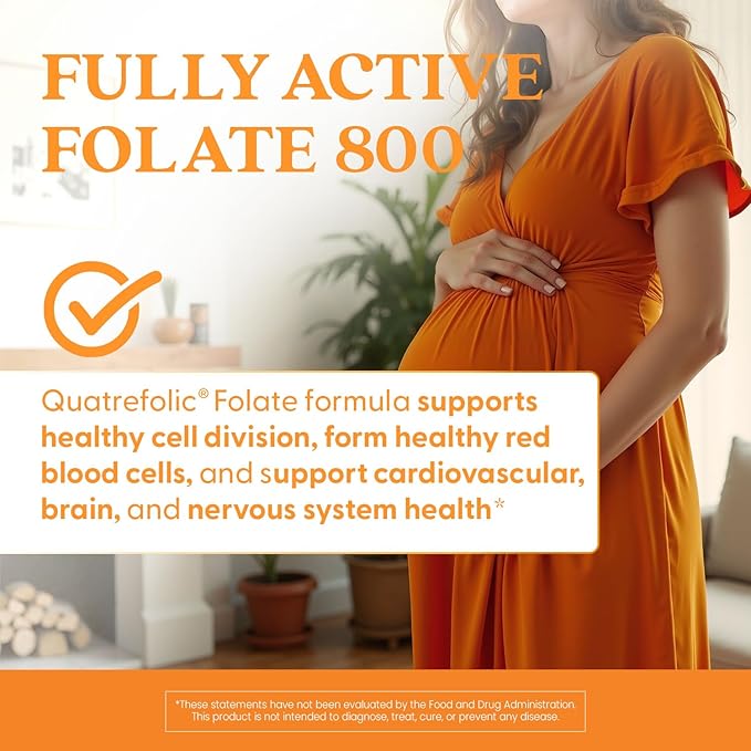 Doctor's Best Folate Supplement 800 mcg for Women & Men - Methylated Folate Capsules 800mcg (5-MTHF), Supports Healthy Fetal Brain Development, Fully Active - 60 Veg Caps