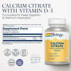 Solaray Calcium Citrate with Vitamin D3 1000mg - Bone Strength and Healthy Teeth Support - Gentle Digestion Formula - Lab Verified, 60-Day Guarantee - 15 Servings, 90 Capsules