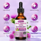 Milk Thistle Liquid Drops - Milk Thistle Supplement with Silymarin, Antioxidant Support, Vegan, Non-GMO, 2 Fl Oz