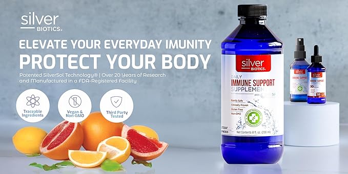 Silver Biotics Patented Multivalent SilverSol Technology | Ag₄O₄ 10 PPM Immune Support | Bio-Hacking Immune Building Natural Support | 8 Fl Oz