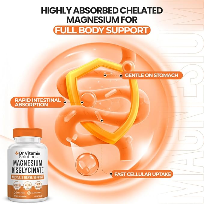 Magnesium Glycinate 400mg (Buffered Magnesium Bisglycinate Chelate) | Albion® Chelated Magnesium for Muscle & Nerve Support + Calm | High Absorption, Gentle on Stomach (1 Bottle, 120 Capsules)