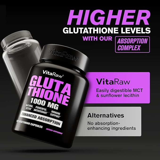 1000mg Glutathione for Immune Support - 100mg Absorption Complex - Reduced Liposomal Glutathione Supplement with Alpha Lipoic Acid - Brain Booster, Glowing Skin, Liver Support (Pack of 2)