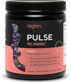 LEGION Pulse Pre Workout - All Natural Nitric Oxide Preworkout Drink to Boost Energy, Creatine Free, Naturally Sweetened, Beta Alanine, Citrulline, Alpha GPC (Grape)