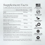 NMN Mitochondria Supplement - NMN 500mg, NAD+ & ATP Support for Cellular Vitality and Longevity - Clinically Tested elevATP, Resveratrol, CoQ10, Alpha Lipoic Acid - 90 Veggie Capsules