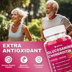 Glucosamine Chondroitin Gummies with MSM & Elderberry Extra Strength 3000MG - Joint Support, Antioxidant Immune Support Supplement for Adults, Men & Women - 90 Raspberry Gummies