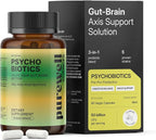 Psychobiotics – Advanced 3-in-1 Probiotic Prebiotic Postbiotic Supplement for Gut and Mood Support - 60 Vegan Probiotic Capsules – 50 Billion CFU – 1-Month Supply