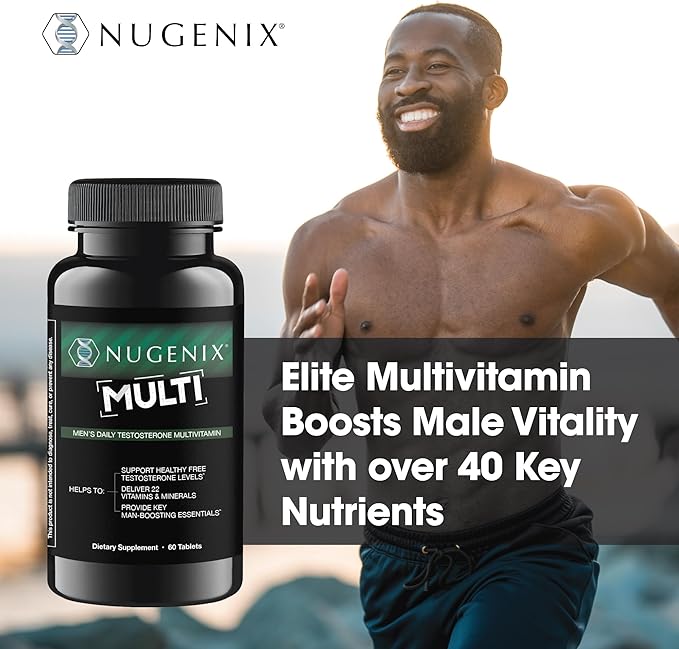 Nugenix Multivitamin for Men, Multivitamin and Testosterone Support - 19 Vitamins and Minerals, Supports Free Testosterone, Balance Cortisol, Promotes Nitric Oxide Production, Blood Flow - 60 Tablets