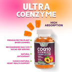 CoQ10 Gummies 100mg Per Serving - 3X Strength, High Absorption, Antioxidant Supplement for Heart Health Support & Energy Production, Ultra Coenzyme Q10 Vitamins, Coq 10 Supplements - 120 Gummies