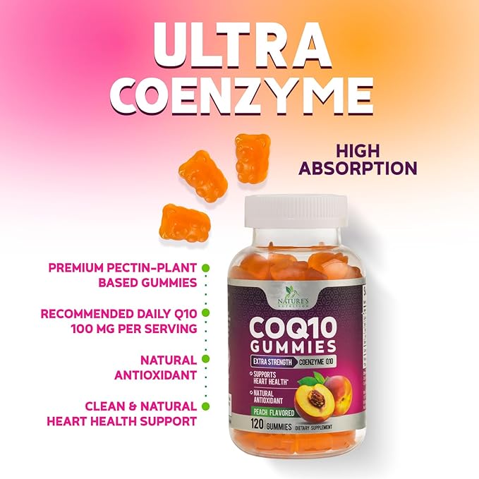 CoQ10 Gummies 100mg Per Serving - 3X Strength, High Absorption, Antioxidant Supplement for Heart Health Support & Energy Production, Ultra Coenzyme Q10 Vitamins, Coq 10 Supplements - 120 Gummies