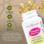 GeriCare High-Potency Vitamin E Softgels – 400 IU for Skin & Immune Support, 180mg | 100 Count | Organic Capsules Vitamin E for Women and Men (Pack of 2)
