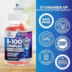 Vitamin B Complex Gummies - Extra Strength Super B Vitamin Gummy with Vitamin C For Immune Support - Energy Support Supplements with Folic Acid, Niacin, B6, B12 & Biotin for Men & Women - 60 Gummies