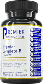 Premier Research Labs Complete B - Vitamin B Complex Supplement for Optimal Health | Vitamin B Supplement with Biotin | 9 Active B Vitamins | for Liver, Energy & Brain Support - 60 Capsules