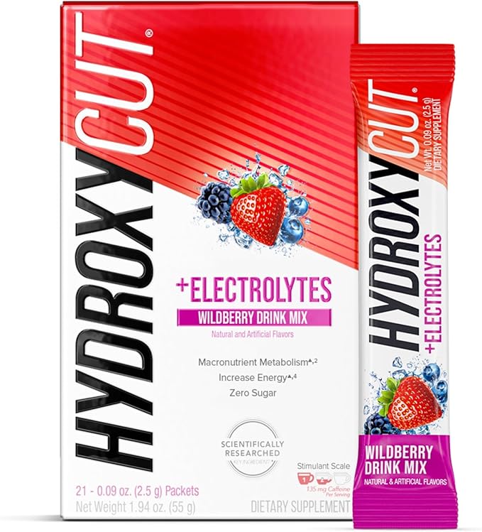 Hydroxycut Drink Mix - Advanced Result - Metabolism & Energy Support - C. Canephora Robusta Extract, 135 mg Caffeine & B Vitamins - for Men & Women - Wildberry Blast - 21 Stick Packs