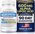 Neuropathy Nerve Support Supplement with 600 mg Pure Alpha Lipoic Acid - Maximum Strength Formula for Fingers, Hands, Toes, & Feet - 120 Capsules
