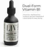 LIV Vitamin B1 Liquid – Thiamine & Benfotiamine Supplement for Glucose Metabolism & Nerve Support – Fast-Absorbing Liquid Drops – 60 mL