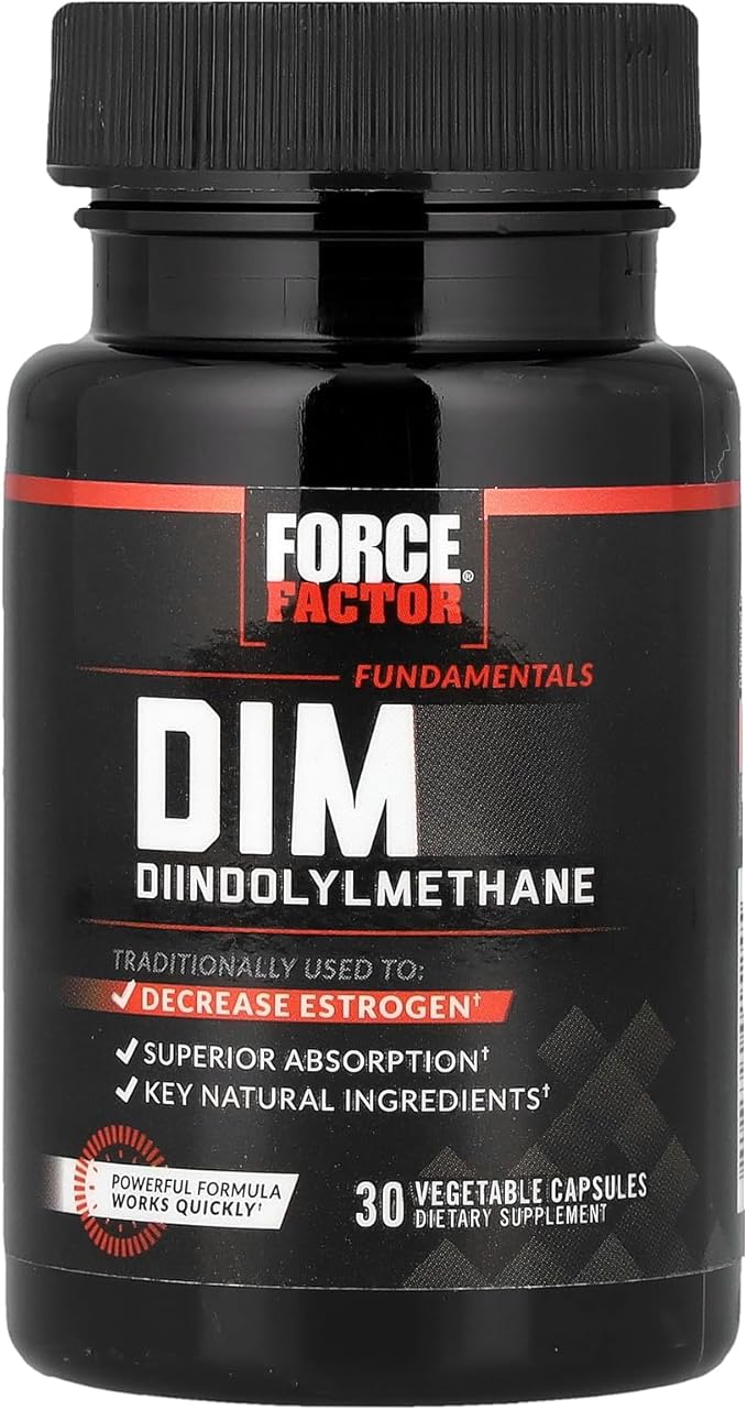 Force Factor DIM Pills to Decrease Estrogen in Men, Diindolylmethane Supplement with Key Natural Ingredients and Superior Absorption, Diindolylmethane 300mg, Works Fast, 30 Capsules