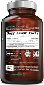 OmniBiotics Magnesium Glycinate Supplement – with 100% Pure Albion TRAACS Bisglycinate Chelate for Sleep, Muscle, Nerve & Heart Health – 120 Vegan Capsules