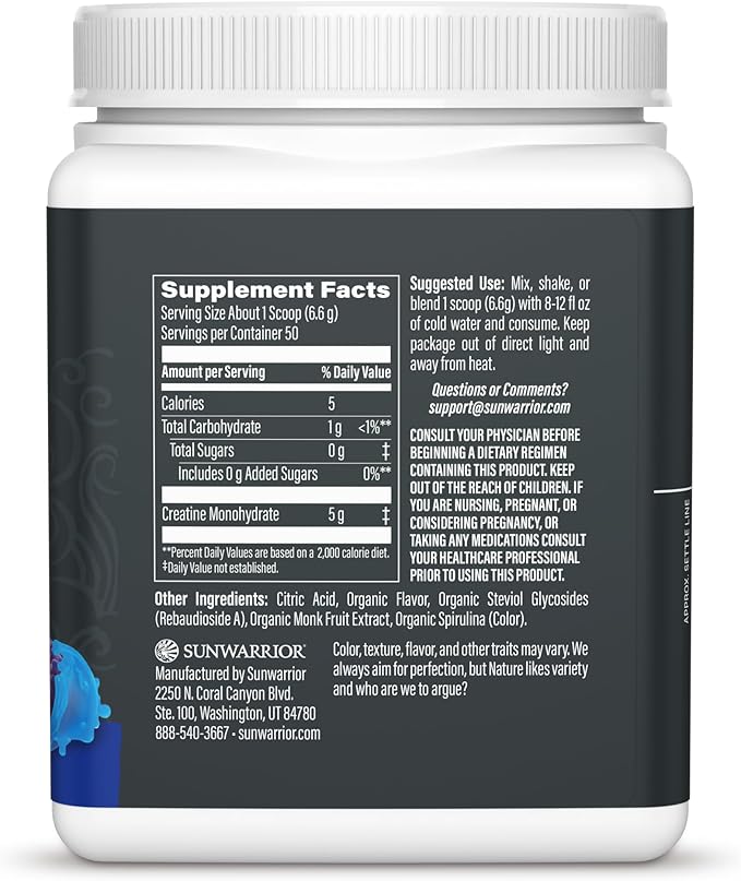 Creatine Monohydrate Powder Micronized PreWorkout Recovery Supplement | Support Muscle Building, Strength Training, Cognition | Vegan & Keto Friendly Easily Mixes (50 Servings) Blue Raspberry Flavored
