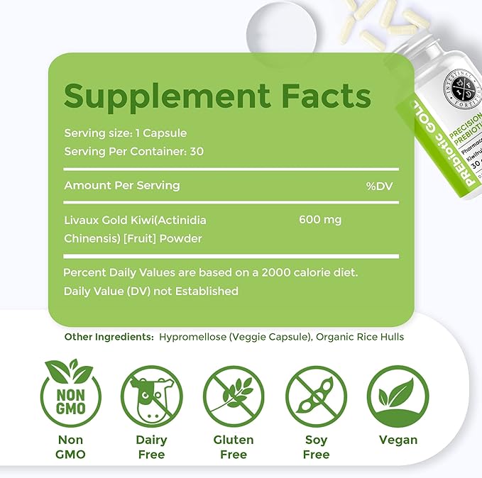 Intestinal Fortitude PREbiotic Gold: Kiwifruit Fiber, Butyrate & Prebiotic Restore Supplement to Support the Gut, Immune & Digestive Support, Anti-Bloating & Leaky Gut Repair, Dairy-Free Capsules