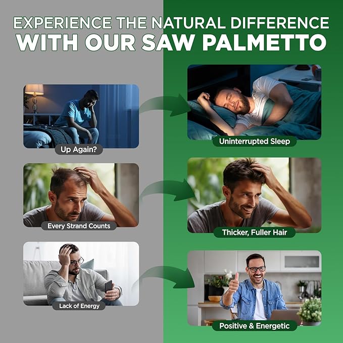 Saw Palmetto Gummies for Men, Organic Saw Palmetto with Pumpkin Seed Oil for Men Overall Health, Enhanced with Pygeum, Nettle, Sugar-Free, Vegan, 60 Chewables