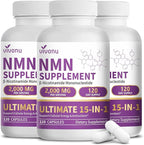 VivoNu 15-in-1 Liposomal NMN Supplement, 2000mg per* Serving* (3 Bottles | 360 Capsules)