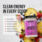 NAKED Fruit Punch Energy - Clean Pre Workout Supplement for Men and Women, NSF Certified, Vegan Friendly, No Added Sweeteners, Colors Or Flavors - 30 Servings