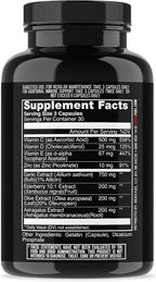 Jocko Fuel Immune Support Supplement - Elderberry with Zinc & Vitamin C for Adults - Immune Defense with Vitamin C, D3, Superfoods, Herbs, & Minerals (90 Capsules)