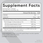 Sports Research® Omega-3 Fish Oil 1250 - Triple Strength Fish Oil Supplement from Wild Alaska Pollock - MSC Certified Sustainable · Non-GMO · Soy Free - 90 Softgel Capsules