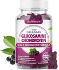 softbear Glucosamine Chondroitin Gummies, Sugar Free Glucosamine Chondroitin MSM Supplement with Elderberry Turmeric Supports Joint Health & Antioxidant, Elderberry Flavored 60 Count