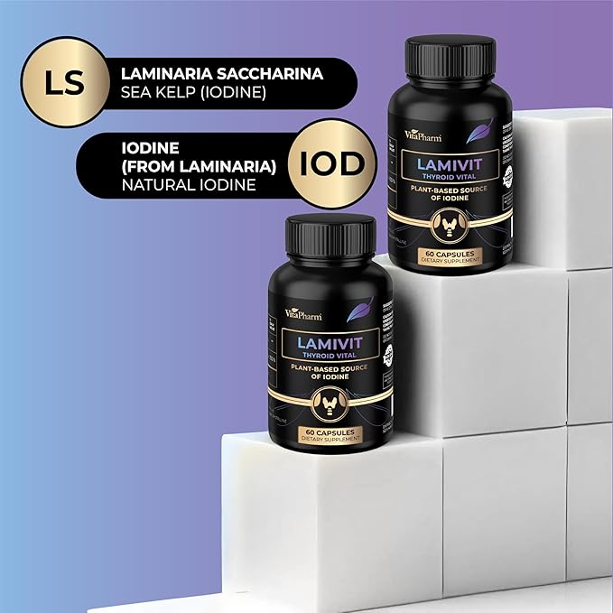 LAMIVIT Plant-Based Iodine Supplement for Thyroid Support – Natural Sea Kelp (Laminaria) Iodine Source – 150 mcg Iodine per Capsule – Non-GMO, Vegan, Made in EU – 60 Capsules