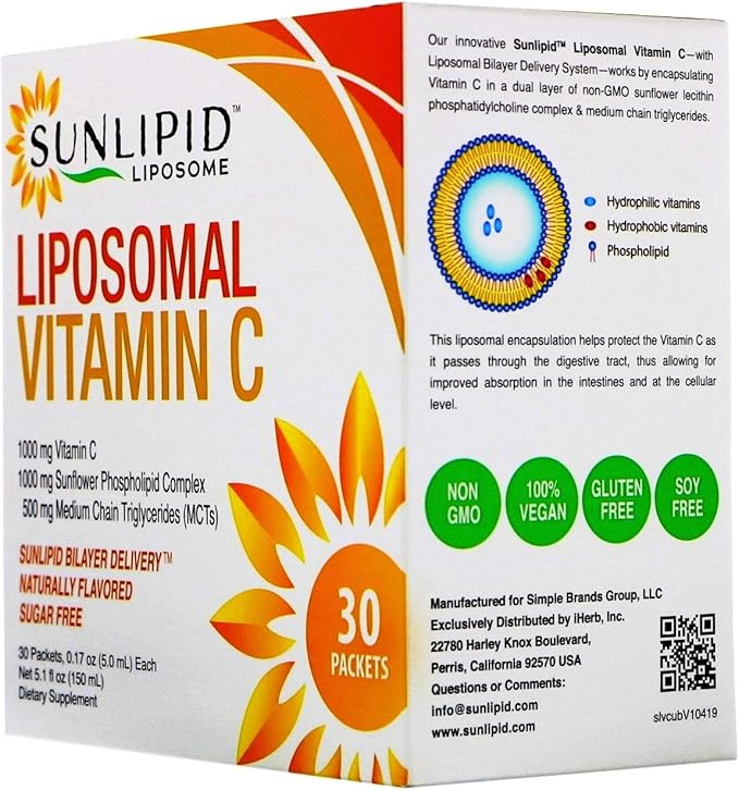 SunLipid Liposomal Vitamin C with MCT Oil, 30 Packets, 0.17 fl oz (5 ml) Each