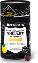 Better Alt Pure Himalayan Shilajit Gummies with Shilajit |High Potency Gold Grade| 60 Gummies for Energy Boost & Immune Support, 75 Percent + Fulvic Acid| Travel Friendly Mango Flavor