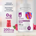DR. MORITZ Magnesium Citrate Gummies for Adults - Sugar-Free Calm Magnesium Gummies - Supports a Healthy Stress Response - Raspberry Flavor - Non-GMO, 200 mg (60 Count)