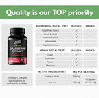 Cranberry Extract Pills - Super Strength 50:1 Whole Fruit Concentrate Equals to 25,000mg of Fresh Cranberries Plus Dandelion & Uva Ursi - Natural UTI Support - Kidney Cleanse & Urinary Tract Health
