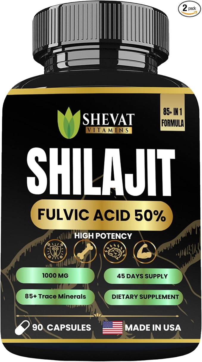 90 Shilajit Capsules for Men & Women 22000mg with 50% shilajit Fulvic acid organic Himalayan Natural Shilajit for Men Pure Shilajit Extract 85+Trace Mineral Supplements for Women Energy Boost-USA Made