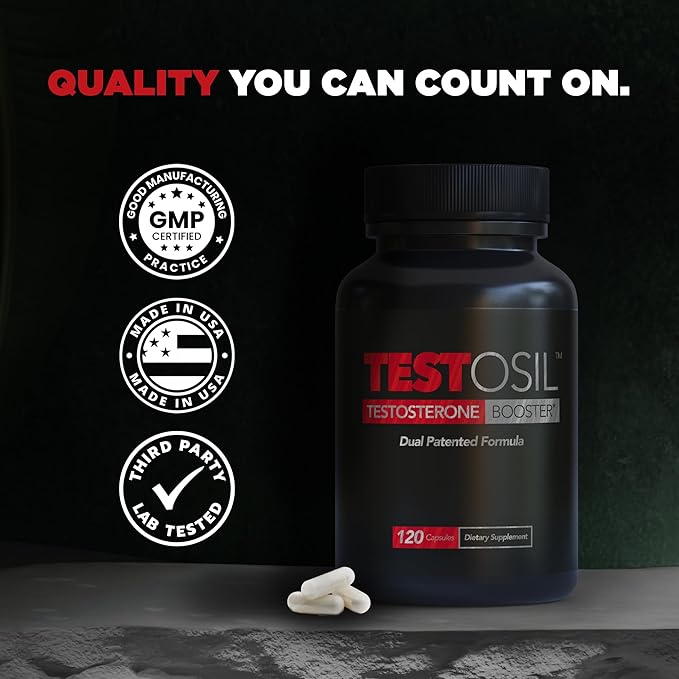 Testosil Men's - Advanced Testosterone Support Supplement for Men - Vitality Formula with KSM-66 Ashwagandha & Fenugreek -Promotes Muscle Health, Energy, and Strength - 120 Capsules
