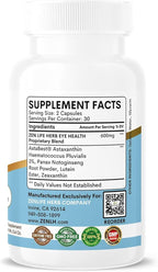 ZEN LIFE HERB Eye Health with Panax Notoginseng Astaxanthin Lutein and Zeaxanthin (60 Capsules) | GMP Certified