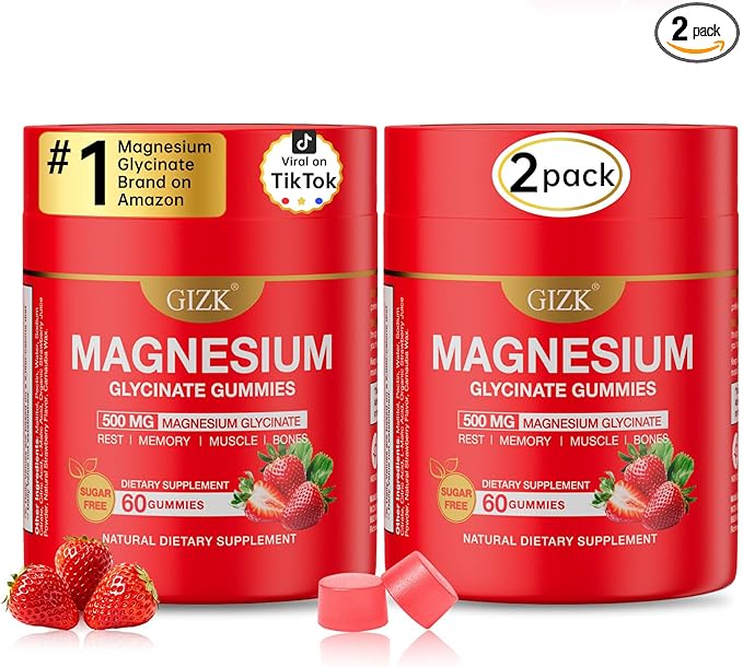 Magnesium Glycinate Gummies 500mg – Sugar Free Magnesium Gummies with L-Theanine - Sleep, Calm, Stress Relief for Adults & Kids 4+, Vegan, No Melatonin (Strawberry Flavor, 120 Count)