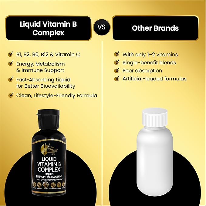 Cocó March N.M.D Liquid Vitamin B Complex with B1, B2, B6, B12 & Vitamin C – Energy, Metabolism & Immune Support – Vitamins for Women & Men – Vegan, Gluten Free, Soy & Dairy Free – 2 Fl Oz (59 mL)