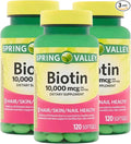 Biotin 10,000 mcg – 120 Tablets, High Potency Biotin Supplement, Vitamin B7 for Hair Skin and Nails for Women and Men, Biotin 10000 mcg Daily Support (Pack of 3)