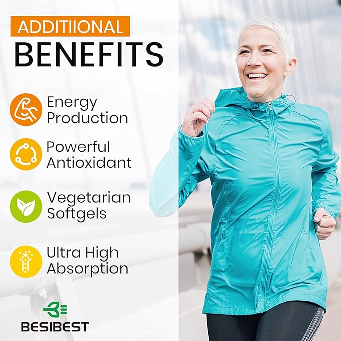 1000mg Liposomal CoQ10 Ubiquinol, 120 Vegan Softgels, High Absorption Ubiquinol CoQ10 Supplement, Active Antioxidant Form of Coenzyme Q10 for Heart Function & Energy Production
