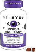 Viteyes Vision for Ages 50 Plus for Eye Health, Vision Support, Aging Eyes, Lutein, Zeaxanthin, Omega-3, Zinc, Vitamin C, Vitamins D, Vitamins E, Eye Doctor Trusted, Manufactured in The USA, 90 Ct