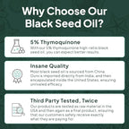 Organics Ocean Better Black Seed Oil Cold Pressed - Pure Nigella Sativa Oil for Immune Support - 5% Thymoquinone - Support Memory, Vitality, and Cellular Health