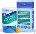 FIRST DAY Men’s Daily Nootropic Brain Supplement Gummies for Focus, Memory & Mental Energy | with Cognizin® Citicoline, Phosphatidylserine & Natural Caffeine | Vegan, Allergen-Free | 30-Day Supply
