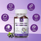 60 Gummies Sambucus Elderberry Gummies - Immune Support for Adults and kids 4+ 5 in 1 with Vitamin C, Zinc, Yeast β-glucan, Probiotics Complex, Nature Elderberry Supplement, Non-GMO, Gluten Free