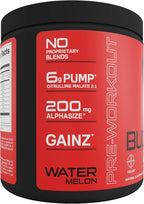 Bucked Up Pre Workout 6 Grams Citrulline, 2 Grams Beta Alanine, and 3 Other Registered trademarked Ingredients (Watermelon)
