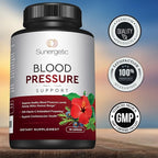 Sunergetic Premium Blood Pressure Support Supplement for Cardiovascular & Heart Health with Garlic, Hawthorn & Hibiscus (90 Capsules)